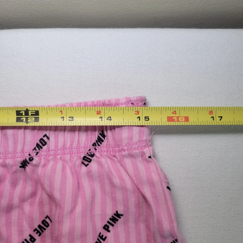 PINK Victoria's Secret Womens Pink Striped Logo Boxer Pajama‎ Shorts Size M